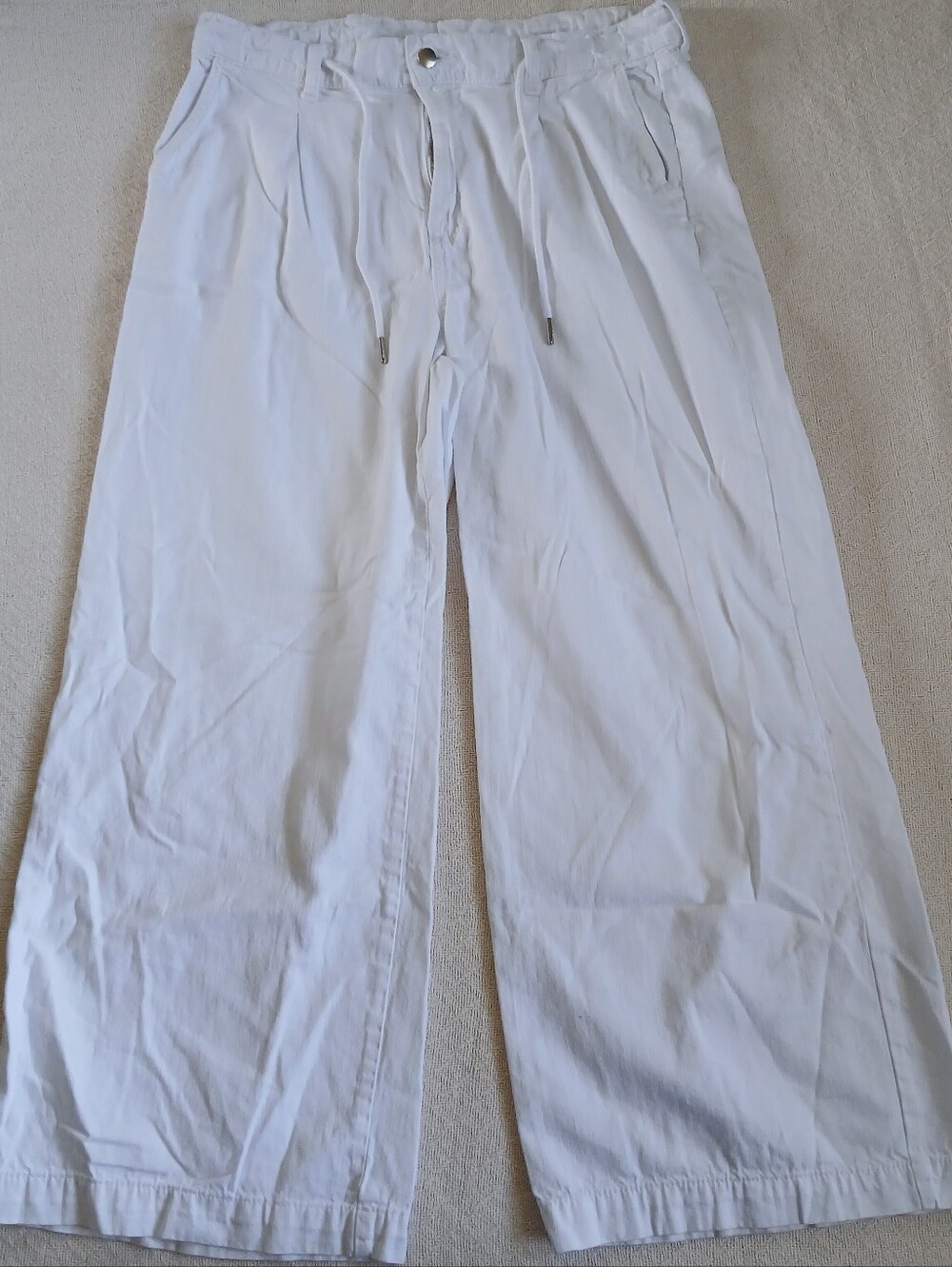 old navy ♡ drapey wide leg drawcord high rise white pants summer coastal